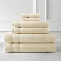 Generously Sized Classic Solid Color 6-Piece Cotton Towel Set Bedding