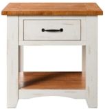 Rustic Collection End Table, Antique White And Honey Tobacco