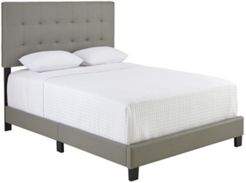 Hudson Queen Faux Leather Upholstered Platform Bed Frame with Tufted Headboard