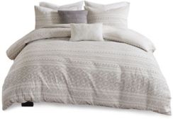 Lizbeth King/California King 5 Piece Cotton Clip Jacquard Duvet Cover Set Bedding