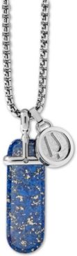 Blue Lapis Pendant Necklace in Stainless Steel, 26" + 2" Extender