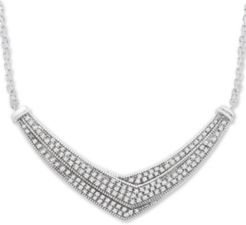 Diamond Pave-Set Crossover Necklace in Sterling Silver (1 ct. t.w.), Created for Macy's