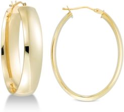 Polished Oval Hoop Earrings in 14k Gold
