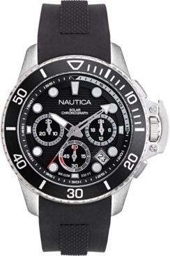 NAPBSC904 Bayside Chrono Solar Black/Silver Silicone Strap Watch