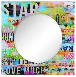 Reverse Printed Tempered Art Glass with Round Beveled Mirror Wall Decor 36" x 36"