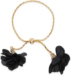 Inc Imitation Pearl & Fabric Flower Bolo Bracelet, Created for Macy's