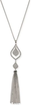 Inc Silver-Tone Pave & Chain Tassel Pendant Necklace, 28" + 3" extender, Created for Macy's
