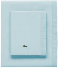 Lacoste Percale Pale Aqua Solid Twin Sheet Set Bedding