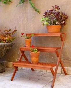 Malibu Outdoor 3-Layer Wood Garden Plant Stand