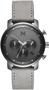 Chronograph 40 Monochrome Gray Leather Strap Watch 40mm