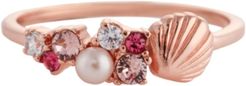 Swarovski Crystal & Imitation Pearl Shell Statement Ring