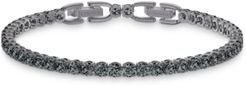 Unisex Hematite-Tone Crystal Tennis Bracelet