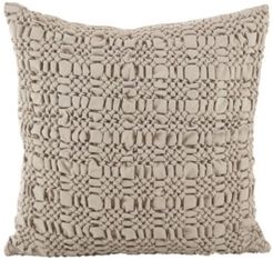 Smocked Design Cotton Throw Pillow, 20" x 20"