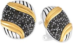 Black Spinel Pave Stud Earrings (2-1/2 ct. t.w.) in Sterling Silver & Gold-Plated Sterling Silver