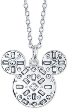 Mickey Mouse Crystal Pendant Necklace in Fine Silver Plate, 16" + 2" extender