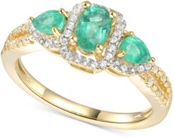 Emerald (5/8 ct. t.w.) & Diamond (1/6 ct. t.w.) Statement Ring in 14k Gold Over Sterling Silver
