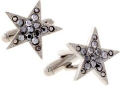 1928 Jewelry Silver-Tone Crystal Star Cufflinks