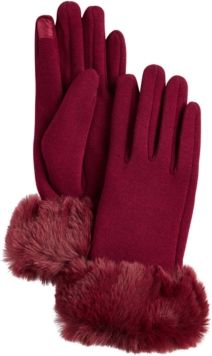 Faux Fur Cuff Jersey Touchscreen Glove