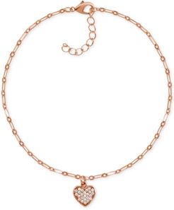 Crystal Heart Anklet in Rose Gold-Plate