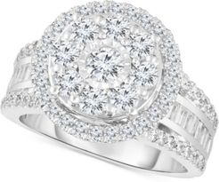 Diamond Halo Cluster Engagement Ring (2 ct. t.w.) in 10k White Gold