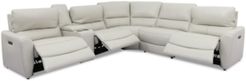 Danvors 6-Pc. Leather Sectional Sofa with 3 Power Recliners, Power Headrests, Console, and Usb Power Outlet