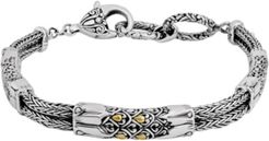 Dragon Skin Classic Bracelet with Dragon Bone Chain in Sterling Silver and 18k Yellow Gold Accents