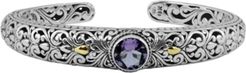 Amethyst (1-1/2 ct. t.w.) Bali Heritage Classic Cuff Bracelet in Sterling Silver and 18k Yellow Gold Accents