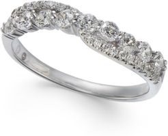 Diamond Crisscross Contour Band (5/8 ct. t.w.) in 14k White Gold