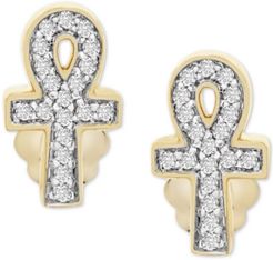 Diamond Ankh Stud Earrings (1/10 ct. t.w.) in 14k Gold, Created for Macy's