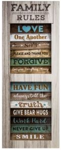 American Art Decor Family Rules Inspirational Shuttered Window Wall Decor