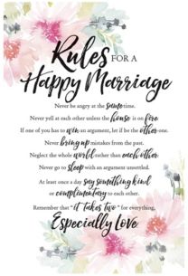 Rules for Happy Marriage Woodland Grace Series Wood Plaque with Easel, 6" x 9"