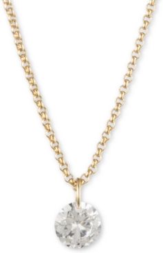 Gold-Tone Crystal Pendant Necklace, Created for Macy's, 16" + 3" extender