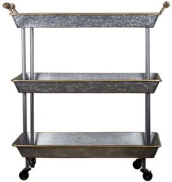 American Art Decor 3-Shelf Galvanized Rolling Cart