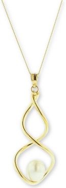 Cultured Freshwater Pearl (7mm) Twist 18" Pendant Necklace in 14k Gold