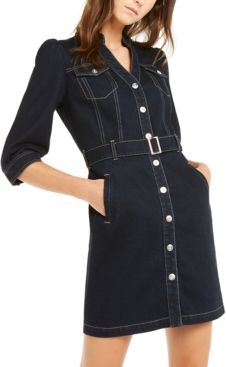 Inc Belted Denim Shirtdress, Created for Macy's