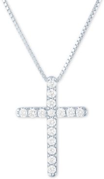 Lab-Created Diamond Cross 18" Pendant Necklace (1/2 ct. t.w.) in Sterling Silver