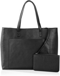 Vegan Saffiano Leather Tote And Clutch Set