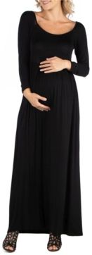 Long Sleeve Pleated Maxi Maternity Dress