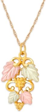 Grape and Leaf Pendant in 10k Yellow Gold with 12k Rose and Green Gold