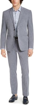 Premium Slim-Fit Stretch Textured Grid Tech Suit, Machine Washable