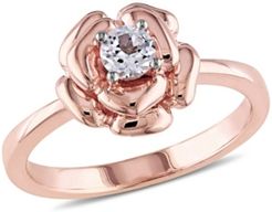 Created White Sapphire (1/3 ct. t.w.) Floral Ring in 18k Rose Gold Over Sterling Silver