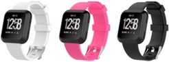 Unisex Fitbit Versa Assorted Silicone Watch Replacement Bands - Pack of 3