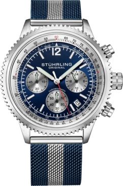 Blue - Silver Tone Stainless Steel Bracelet Watch 42mm