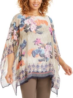 Printed Lurex Poncho Top, Created for Macy's