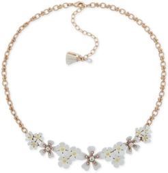 Gold-Tone White Flower Frontal Necklace, 16" + 3" extender