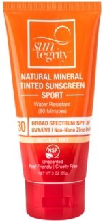 Broad Spectrum Spf 30 Natural Mineral Tinted Sport Sunscreen, 3 oz