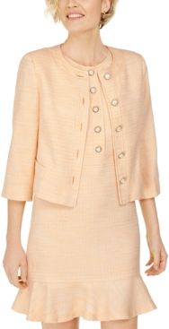 Karl Lagerfeld Embellished-Button Tweed Jacket