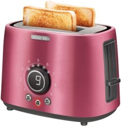 Stainless Steel 2-Slice 800W Toaster with Digital Button & Rack