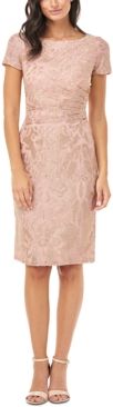 Metallic Jacquard Side-Ruched Dress