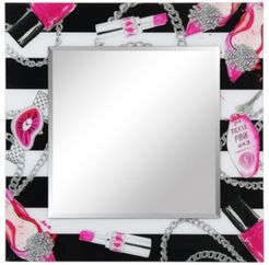 Essentials Square Beveled Wall Mirror on Free Floating Reverse Printed Tempered Art Glass, 36" x 36" x 0.4"